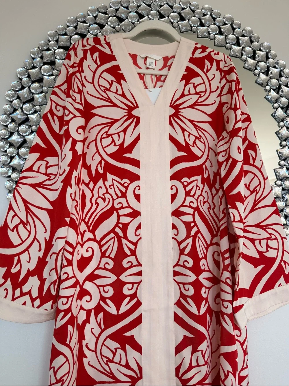 Red & Cream Floral Print Maxi Resort style dress - Picture 5 of 7